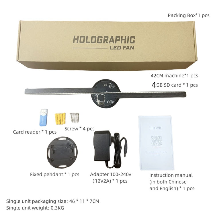 Led Luminous Sign Light Holographic Projector Diy Fan Screen