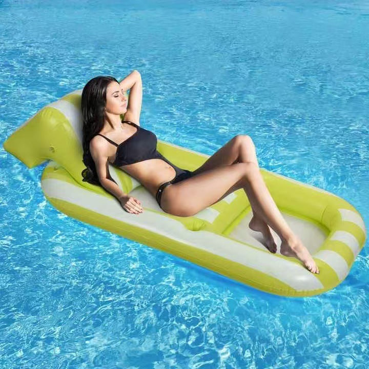 Inflatable PVC Striped Backrest Recliner For Water