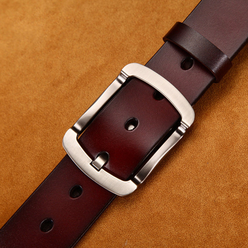 Leather Cowskin Vintage Jean Belt Pin Buckle