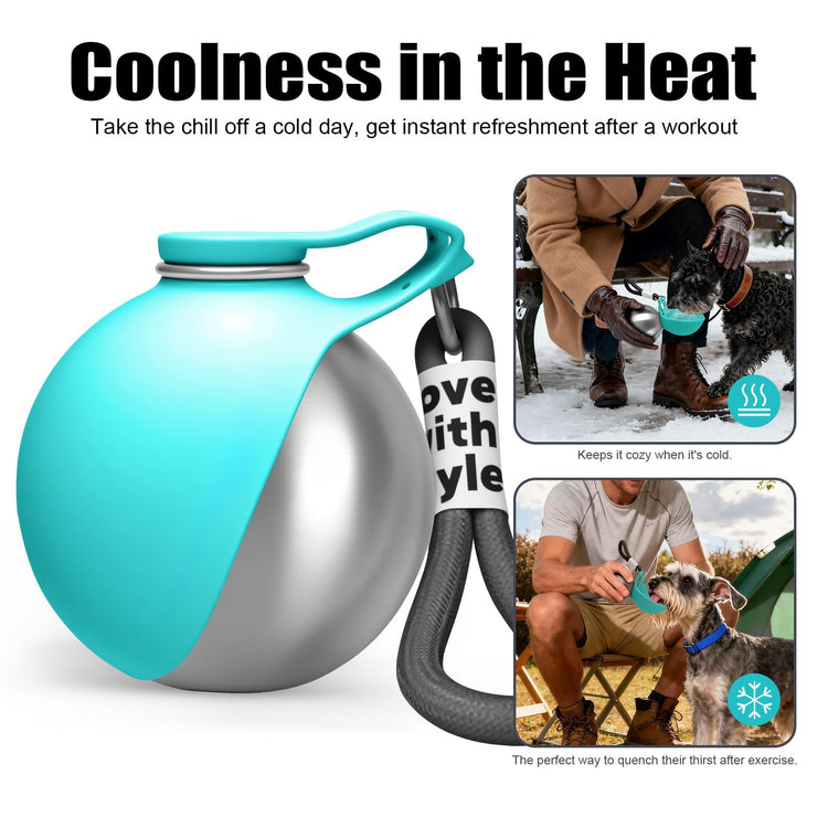 Portable Dog Water Bottle 10oz Stainless Steel Travel