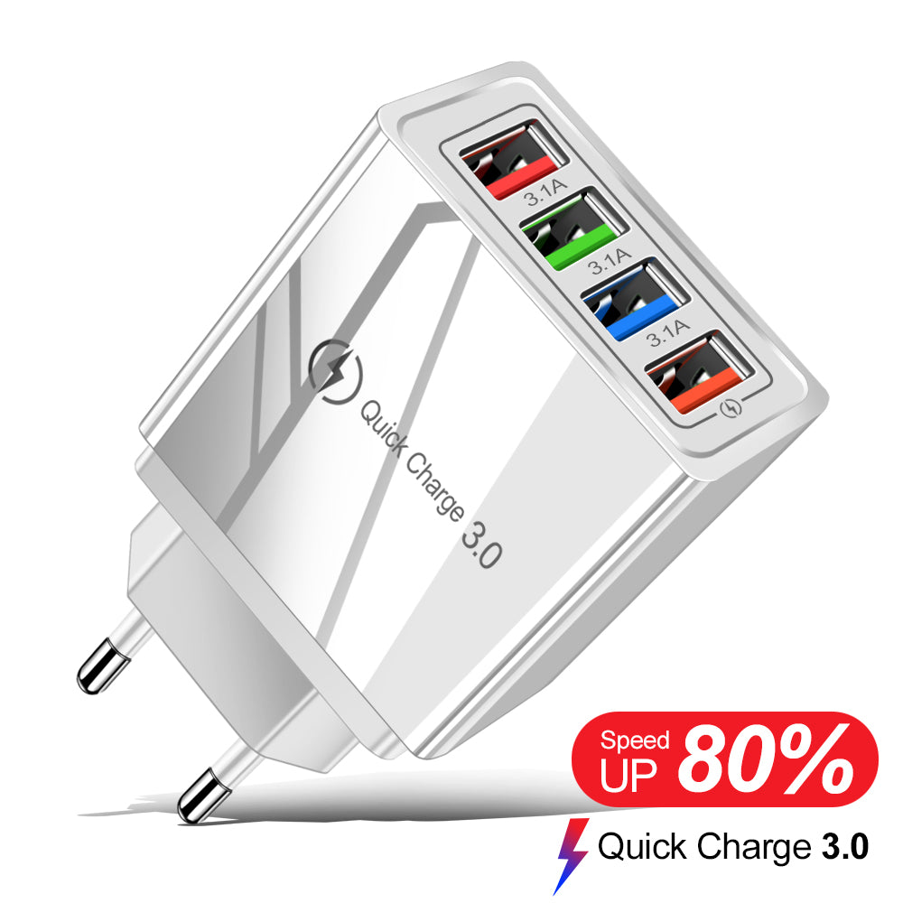 USB Charger Quick Charge 3.0 4 Phone Adapter For 