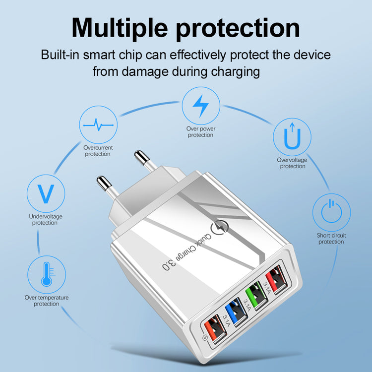 USB Charger Quick Charge 3.0 4 Phone Adapter For 
