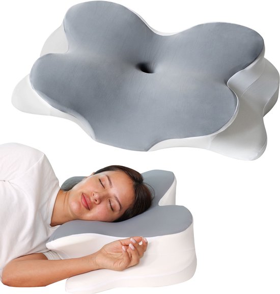 SleepFix™ sleep neck support cushion demonstrating ergonomic design for pain-free sleep.