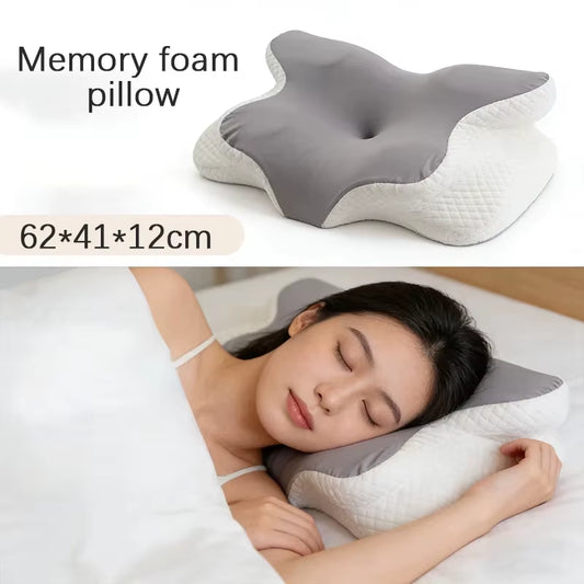 2026 Updated Slow Rebound Memory Foam Pillow Butterfly Shape Cervical Neck Pillow for Home Sleeping Relieve Neck Fatigue Bedroom