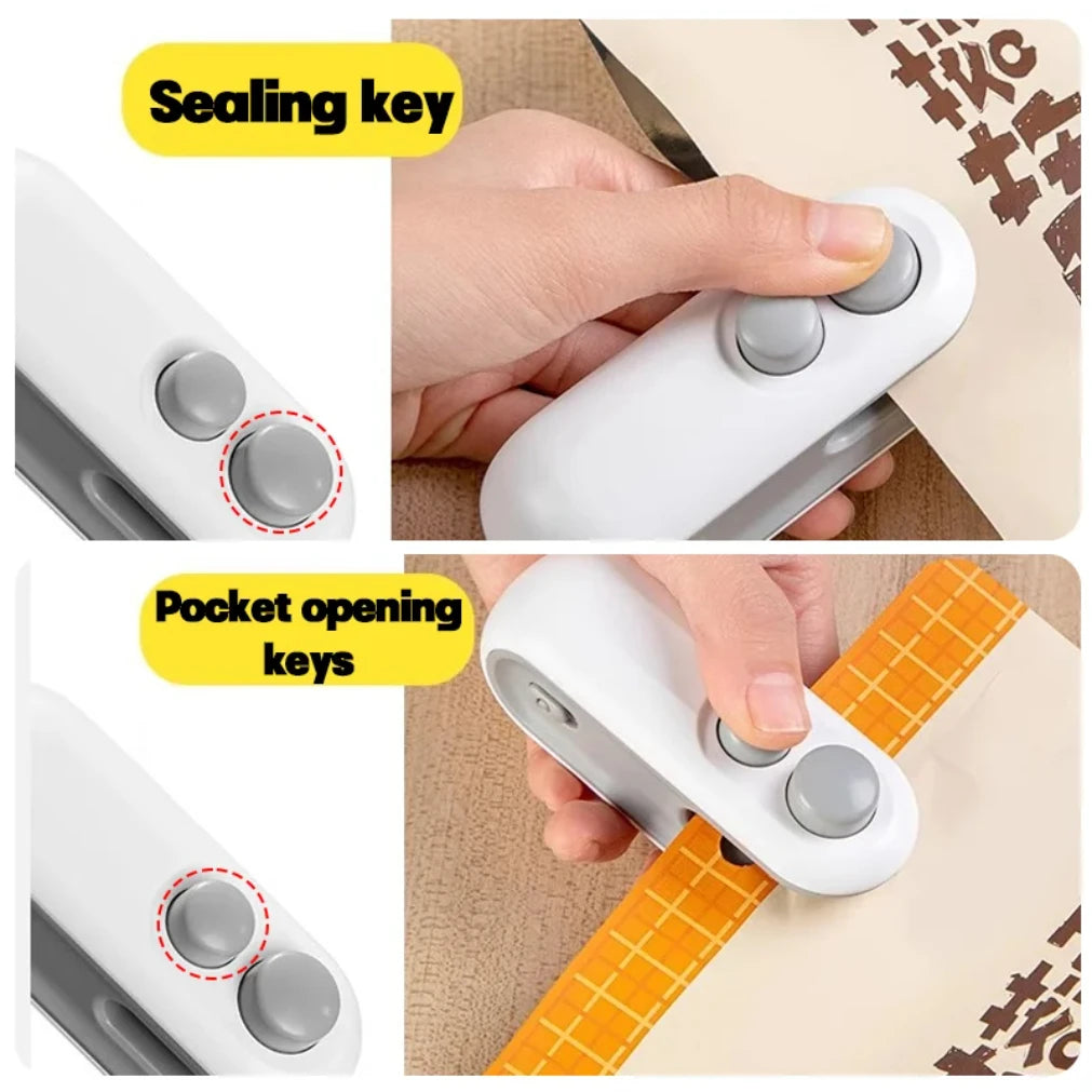SealMate features and benefits showcasing sealing and pocket opening keys for easy food preservation.