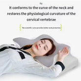 sleep neck support cushion designed to conform to the neck curve for better cervical vertebrae support.