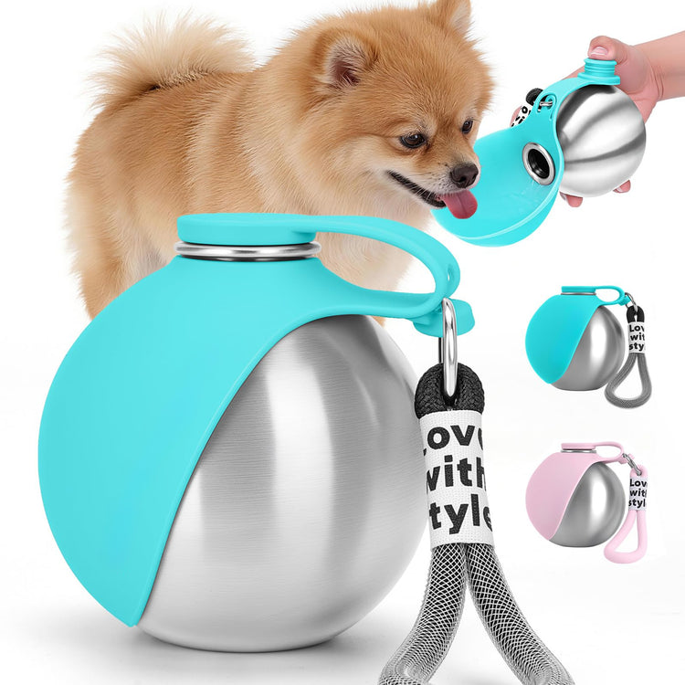 Portable Dog Water Bottle 10oz Stainless Steel Travel